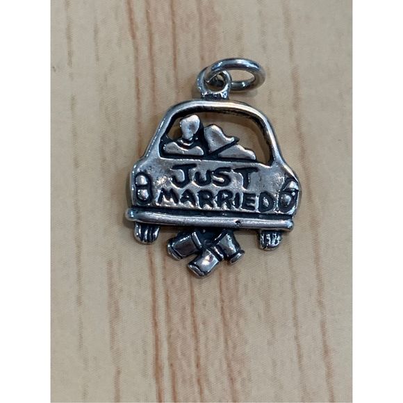 .925 Just Married Car Sterling Silver Jewelry Charm - Picture 4 of 5
